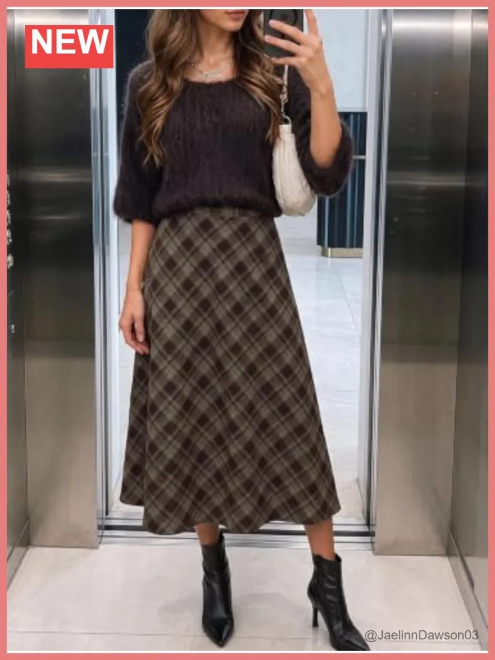 Women's Plaid Corduroy A-Line Maxi Skirt High Waist Vintage Winter